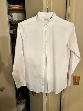 Calvin Klein Men’s White Long-Sleeve Dress Shirt Kids 18